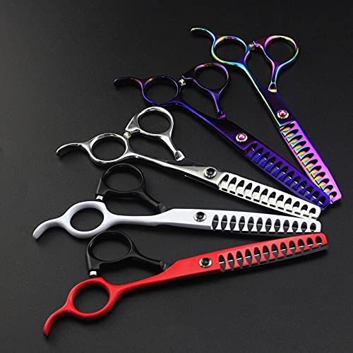 Hair Cutting Scissors, Professional 6 inc japan 440c 12 teeth color hair scissors cutting barber haircut thinning shears hairdressing scissors BY ZZYY (Color : Red)