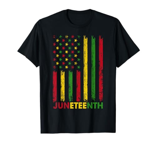 Juneteenth Bandiera Americana Africana Nero Libertà Afrocentric Maglietta