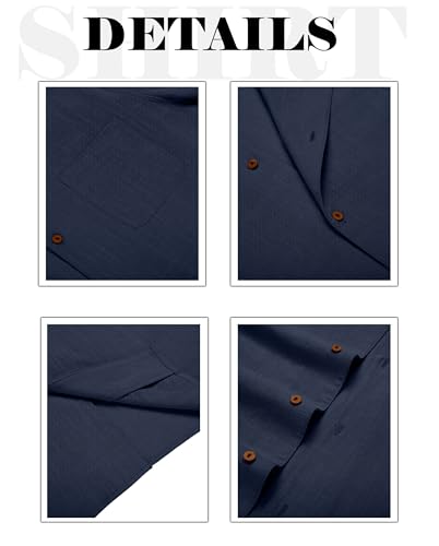 Image of Zombom Men's Cotton Blend Shirt with Full Sleeves Solid Pattern Cuban Collar Neck Line Regular Fit and Standard Length | Solid Shirt for Man Cotton | Shirts for Mans