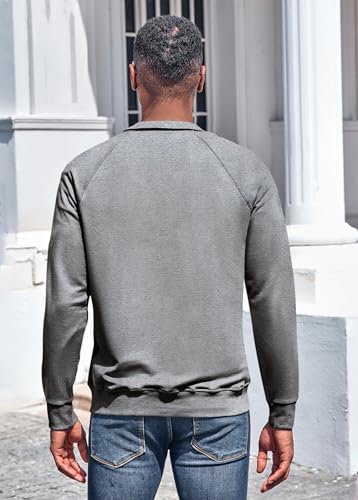 ZIWOCH Mens Quarter Zip Pullover Sweatshirt Long Sleeve Cotton Outdoor Hoodies with Pocket3