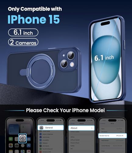 Coque iPhone 15 support magnétique pour vidéos mains libres bleu silicone