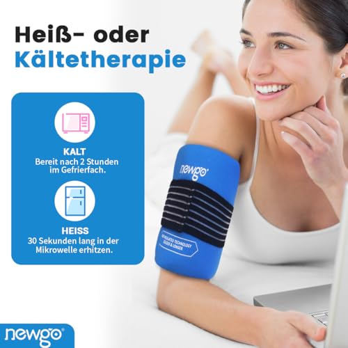 NEWGO Wiederverwendbare Kühlpads, 27,5 x 13,5 cm Weiche Gelpacks für Kalt- und Warmkompressen, Ideal für Verletzungen von Handgelenk, Arm, Knie, Nacken, Knöchel, Mehrfachanwendung, 2 Stück