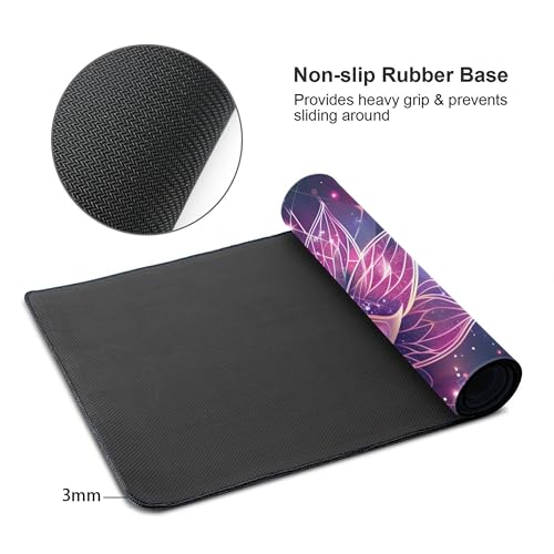 Image of Starry Sky Lotus Eyes Extended Gaming Mouse Pad, with Stitched Edges Large Mouse Pad Desk Protector, Rubber Base Mousepad Keyboard Mouses Mat for Work Game Office Home- 32 inch X 12 inch Inch,E47