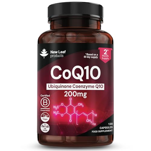 CoQ10 Supplement 200mg - Co Enzyme CQ10 120 Vegan Capsules 100% Pure and Naturally Fermented Ubiquinone Q10 High Strength Ubiquinone Coenzyme Q10 Coenzyme CoQ10 Supplement UK Made Ubiquinol