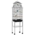 PawHut Bird Cage Budgie Cage with Stand Slide Tray Handle for Finch Canary 43 x 32.5 x 163cm Black