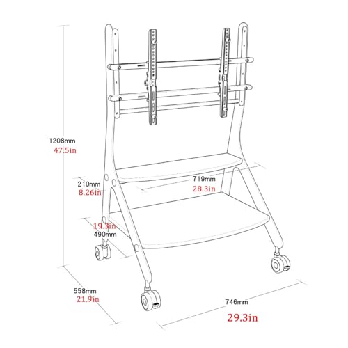 Soporte móvil para TV con ruedas y estantes ajustables miniatura 3