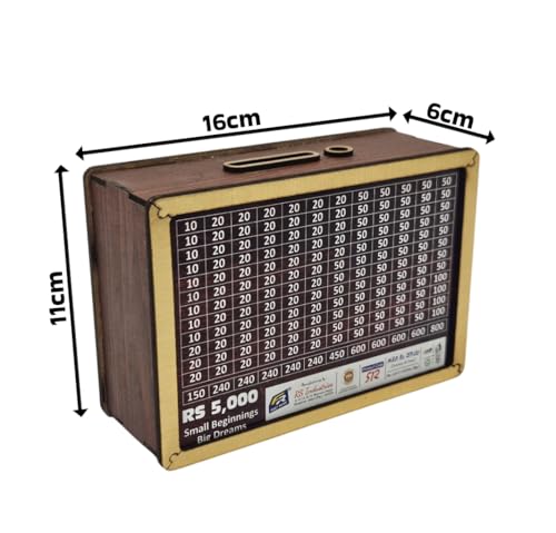 Image of FASTRUSH Wooden Money Bank with Rs. 5000 Savings Counter, Piggy Bank for Kids, Gullak, Financial Management Learning
