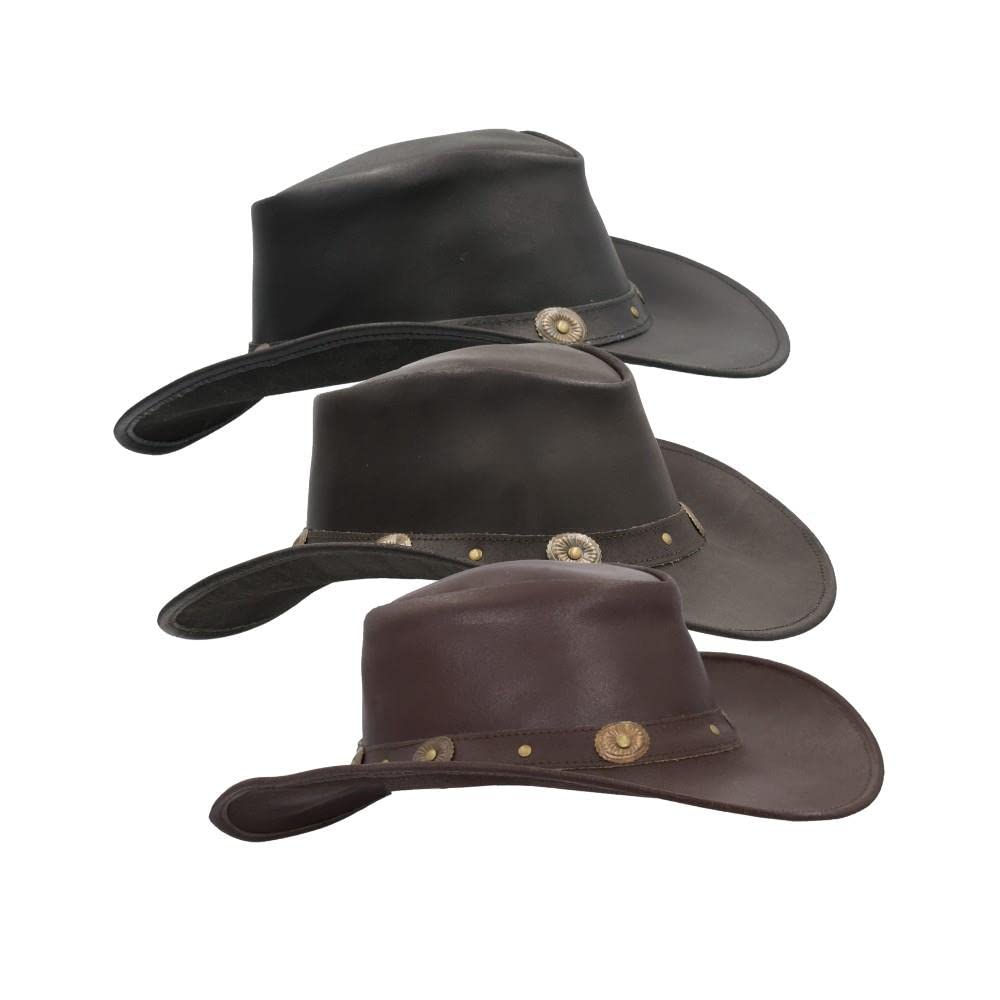 Walker and Hawkes - Sombrero de Conchos de Vaquero Outback de Cuero de Vaca