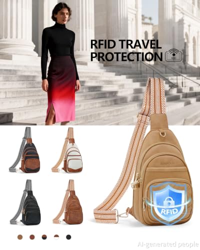 Image of Anti Theft Crossbody Bags for Women,RFID Sling Bag Travel Purse | 5 Compartments,8 RFID Slots,Hidden Pocket,Adjustable Strap,Vegan Leather