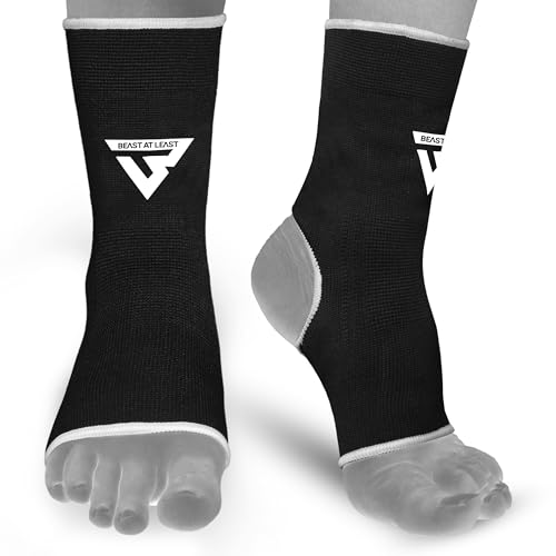 Beast AT Least Muay Thai Ankle Wrap for Martial Arts Durable and Reliable Boxing Gear for Men & Women Ankle Wrap for Kick Boxing MMA & Combat Sports (White L/XL)