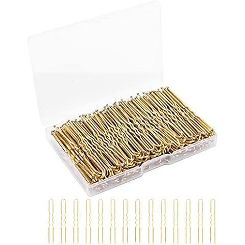 BEoffer U Shaped Hair Pins, 200 Count of Buns Waved Hair Pins for Women Girls with Box for Updos French Twists, Bobby Pins Hairgrip Hair Grip Hairclip Bulk Hair Accessories (Blonde, 2.4 Inch) Cover