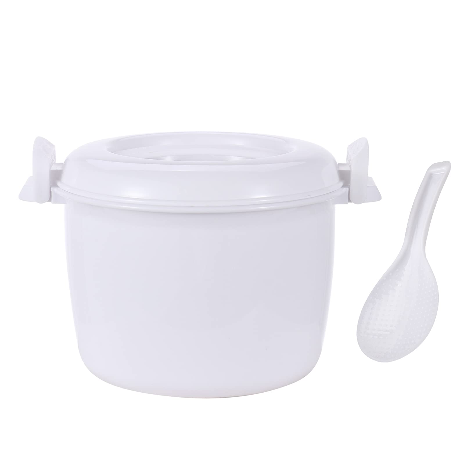 iiniim Portable Microwave Rice Cooker Microwave Food Container Food Steamer Pot with Rice Paddle White Small