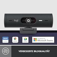 Logitech Brio 500 Full-HD-Webcam mit Auto-Lichtkorrektur, Zeigemodus, Doppelmikrofon + Rauschunterdrückung, Webcam-Abdeckung, für Microsoft Teams, Google Meet, Zoom, USB-C-Kabel - Graphit – Ansicht 2