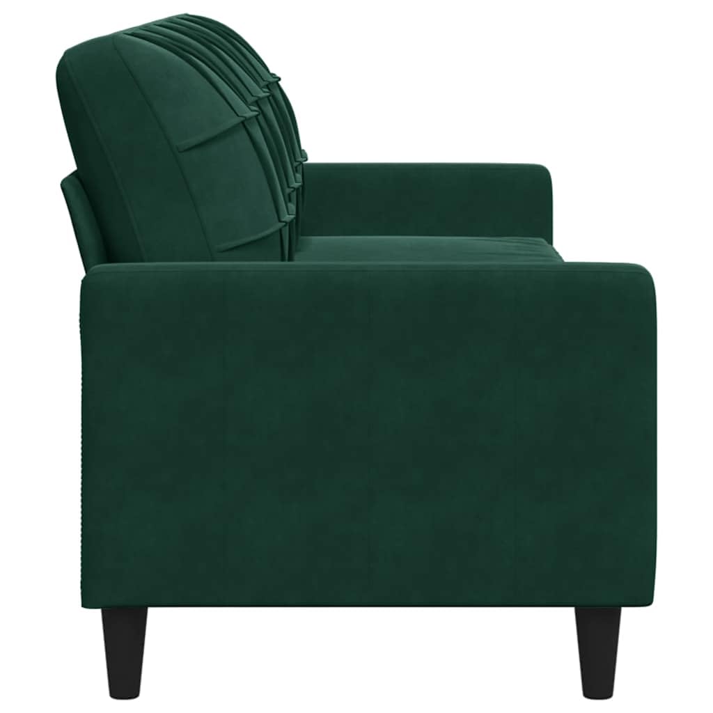 Divano a 3 Posti in Velluto Verde Scuro 226 cm per Soggiorno | Divano relax per salotto e studio con stabile telaio in metallo, imbottitura spessa e confortevole seduta da 210 cm.