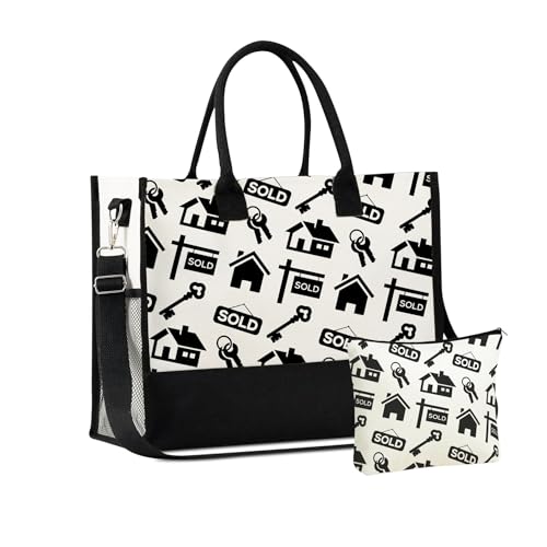 Bolso Tote de lona para mujer con cierre y correa miniatura 1