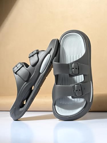 Image of DOCTOR HEALTH SUPER SOFT Men EVA Double Strap Sandals | Adjustable Buckle Comfort Slides | Lightweight Anti-Slip Casual Slippers for Indoor Outdoor Everyday Wear