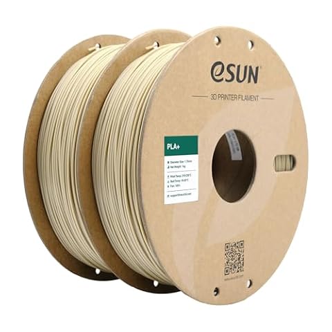 eSUN PLA+ Filament 1.75mm, Enhanced Toughness 3D Printer Filament PLA Plus, Dimensional Accuracy +/- 0.03mm, 1KG per Spool, 2 Spools 3D Printing Filament, Bone White and Bone White