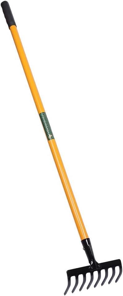08 Steel 8-Teeth Garden Rake with Steel Handle (Multicolor)