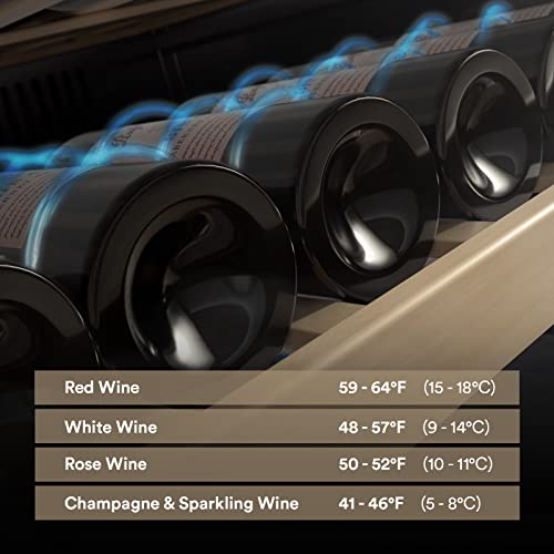 Everdure 46 Bottle Luxury Wine Cooler & Beverage Refrigerator, Built In Or Free-Standing, Dual Zone, Stainless Steel With Reversible Glass Door, Beech Wood Shelves And Led Display Touchpad #TOP4