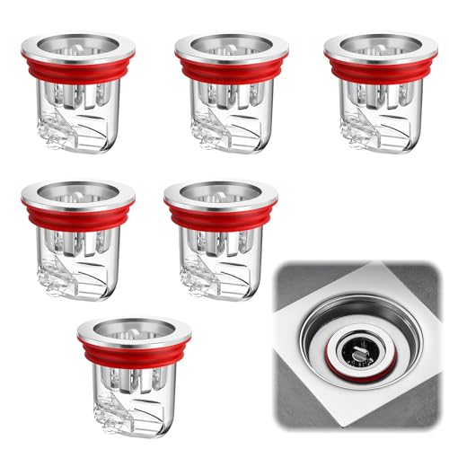 EnixwH 6 Piezas Filtro Desague Ducha, Desague Antiolores, Sumidero Terraza, Sumidero Ducha Redondo, Tapon Ducha Olores, Válvula Antirretorno Desague, para Balcones Cocinas Baños Lavaderos