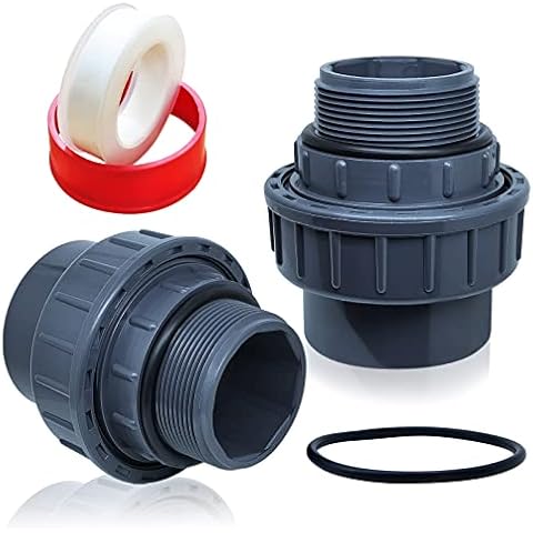 Boltigen 2pcs 1-1/2 PVC Pool Pump Fitting Coupling, 1.5" NPT Male x 1.5" Slip Union Socket Joint Adapter Connector Replacement for Pool Spa Pump Cover