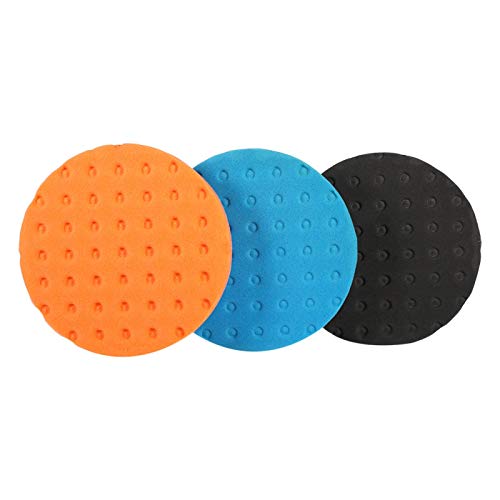 EBTOOLS 3pcs Polisher Buffer Pads Smart Washing Polishing Sponge Buffer Pad Foam Buffing Pad Set for Car Polisher(7inch)