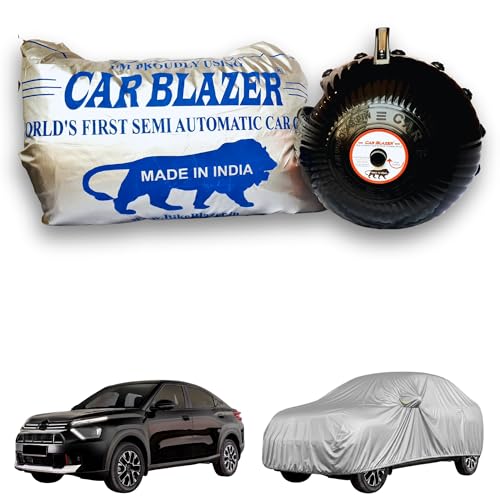 Image of CARBLAZER Portable & Semi-Automatic Full Body Car Cover: Heavy Duty Device | Anti-Theft | Dust & Scratch Proof | Water & Wind Resistant | UV & Heat Protection Compatible for Citroen Basalt X