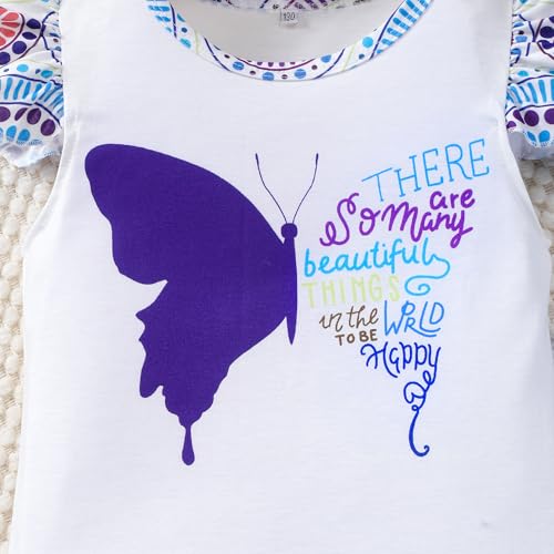 Image of Girl 2pcs set with ruffle sleeves top flared pants spring summer short sleeves 4-12Y
