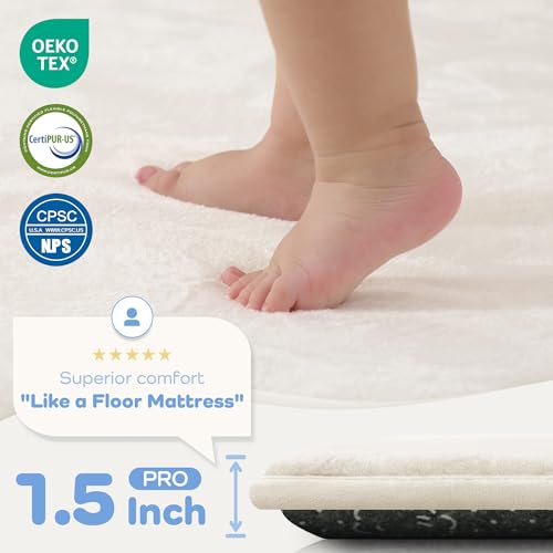 Image of 1.5 inch Thick Baby Play Mat for Floor 79x118 Soft Foam Play Mats Beige