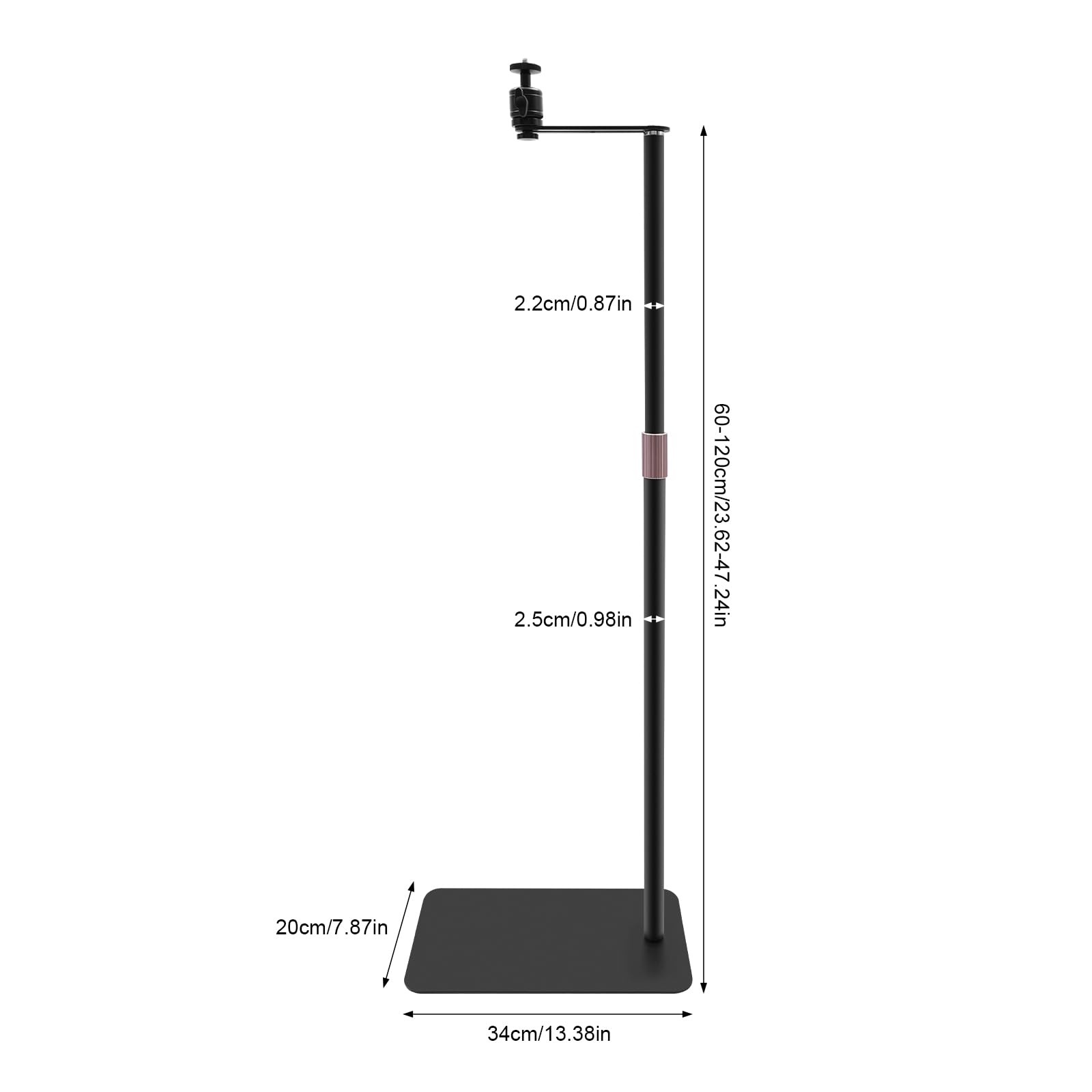 Soporte de techo para proyector, giratorio 360°, altura ajustable, soporte de diseño en forma de L, poste de pared de 1/4 pulgadas para la mayoría de proyectores del mercado