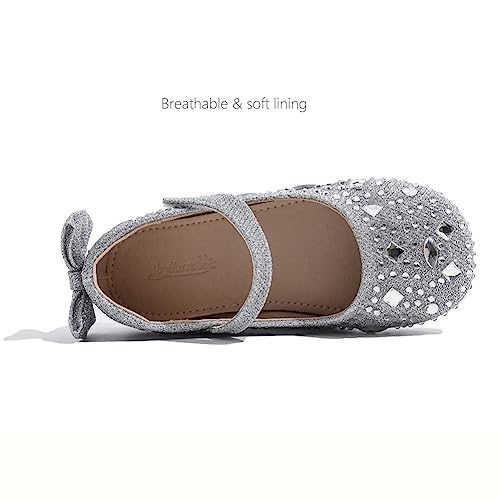 Girls Mary Jane Ballet Ballerina Flats Wedding Party Rhinestone Studded Slip On Princess Dress Shoes for Toddler Little/Big Kid3