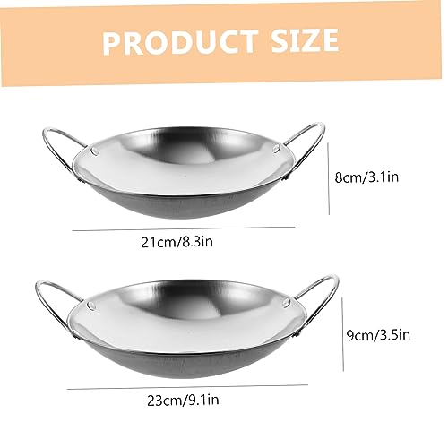 Wok de acero inoxidable con doble asa, juego de 2 unidades miniatura 2