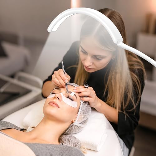 Image of Half Moon Lash Light for Estheticians, LED Lamp for Eyelash Extensions, Nail Tech, Tattoo, Eye Caring Floor Reading Light for Study, Work & Crafts, Adjustable Color Temperatures & Brightness (White)
