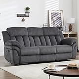 CANMOV Recliner Sofa Set, Manual Reclining Sofa with Overstuffed Armrest for Living Room,Bedroom Furniture,Office,3 Seat Grey