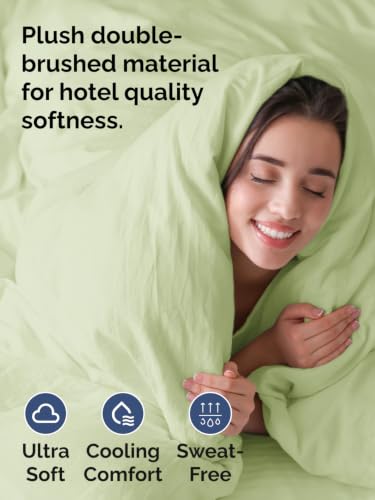 Image of Duvet Cover Oversized Queen - 3 Piece w / Zip Closure - Light Sage Green