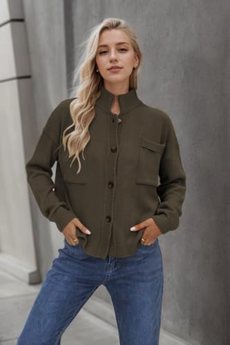 Image of Sumleno Long Sleeve Cardigan Sweaters for Women Button Down Tops Vintage Grandpa Aesthetic Grunge Fall Winter Outfits