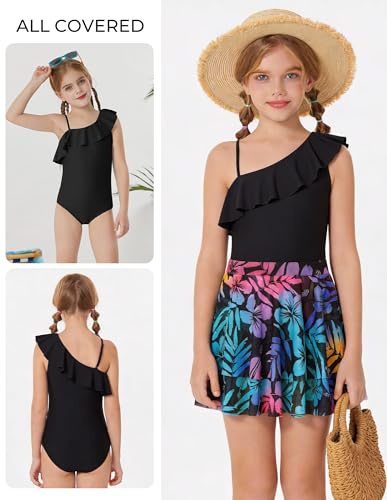 Image of GRACE KARIN Girls One Piece Swimsuits with Mesh Skirt Bathing Suit Swimwear 6-14Y
