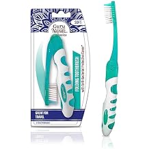 GuruNanda Folding Toothbrush with Built-in Cover, Perfect for Travel, Hiking & Camping, Compact & Portable, On-The-Go Toothbrush with Soft Bristles & Ergonomic Handle, for Adults & Kids 1 Count