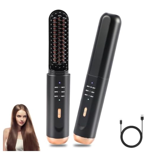 Escova Modeladora Portátil Sem Fio, Escova Alisadora, Escova Modeladora, Escova Secadora Rotativa, Escova Magic Brush, Escova Giratória Secadora, Três Opções de Temperatura, Carregamento Tipo C