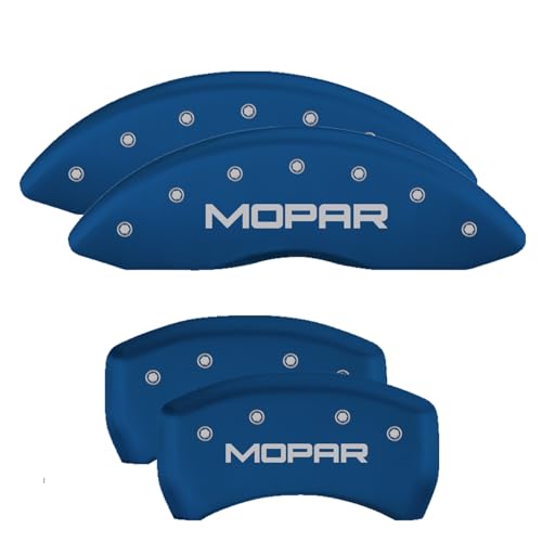 Image of MGP Caliper Covers - Brake Caliper Covers for 2011-2023 Dodge Challenger & 2011-2023 Dodge Charger (Requires Dual Piston Front Caliper) Front and Rear Set (Blue, Mopar)