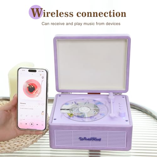 Image of Portable CD Player with Bluetooth 5.2, Rechargeable Battery & Built-in Speakers - Hi-Fi Retro Suitcase Design for Home Decor, AUX /TF Card Support - Ideal Gift (Light Purple)