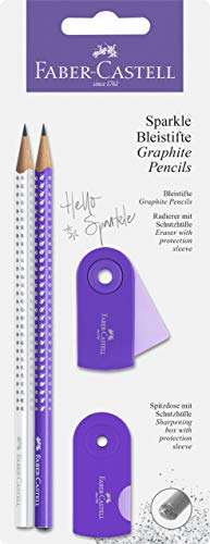 Faber-Castell 218475 - Schreibset Sparkle Pearl, lila/weiß