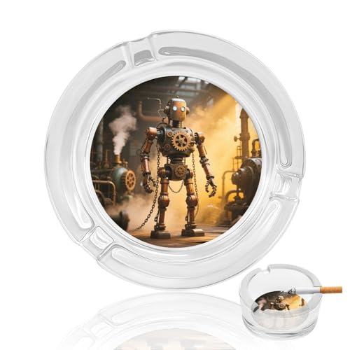 Cenicero de cristal para cigarrillos, con diseño de robot, cenicero, para fumadores, hogar, oficina, interior y exterior, decorativo