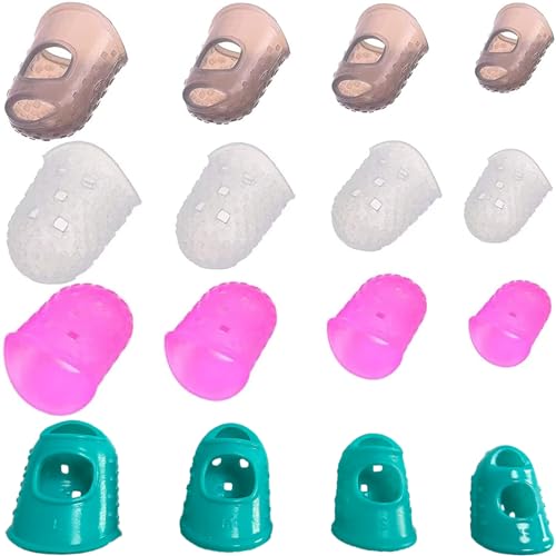 16-Piece Silicone Finger Guards (4 Sizes S/M/L/XL) for Paperwork, Embroidery