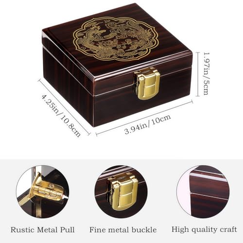 Image of ManChDa Mechanical Roman Numerals Dial Skeleton Pocket Watches with Luxury Wooden Box and Chains for Mens Women