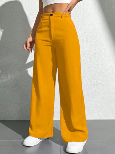 Image of Toochki Trousers for Woman Pants Women's Formal Office Korean | Beige Black Track Pant | Straight | Cotton Spandex Stretchable Trouser | High-Waisted Bottom Wear
