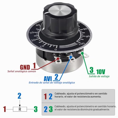 Miniatura 4 de Allecin 2 Piezas Rv24yn20s 10k Ohm Potenciómetro Rotativo Cónico B103 Potenciometro De Película De Carbono De Giro Único 10k Ohmios Potenciometros Rotatorio Single Turn Con Perilla A03 Y Dial