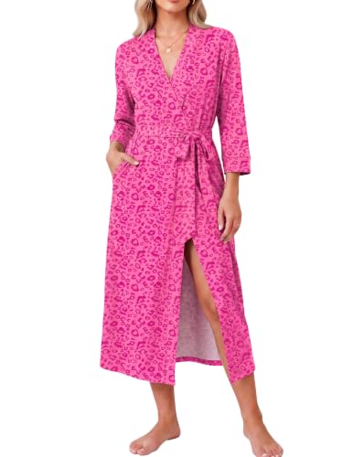 Image of Ekouaer Women Robes Long Knit Bathrobe Soft Kimono Loungewear with Pockets