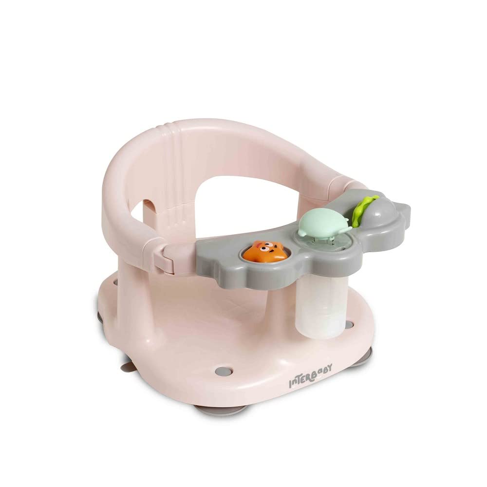 Interbaby Seggiolino da Bagno Bambino Antiscivolo con Ventose | Seggiolino Vasca e Doccia Sicuro ed Ergonomico | Sedia Bagnetto Neonato 6-24 Mesi | Seggiolino Bagno Stabile e Confortevole (Rosa)