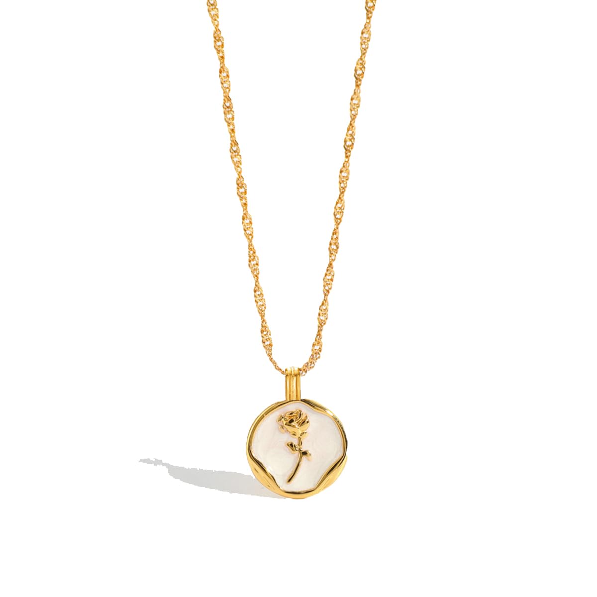 Gold Plated Anti Tarnish Stainless Steel Rose Themed Pendant Necklace (MYN-PS-26418)-image-23